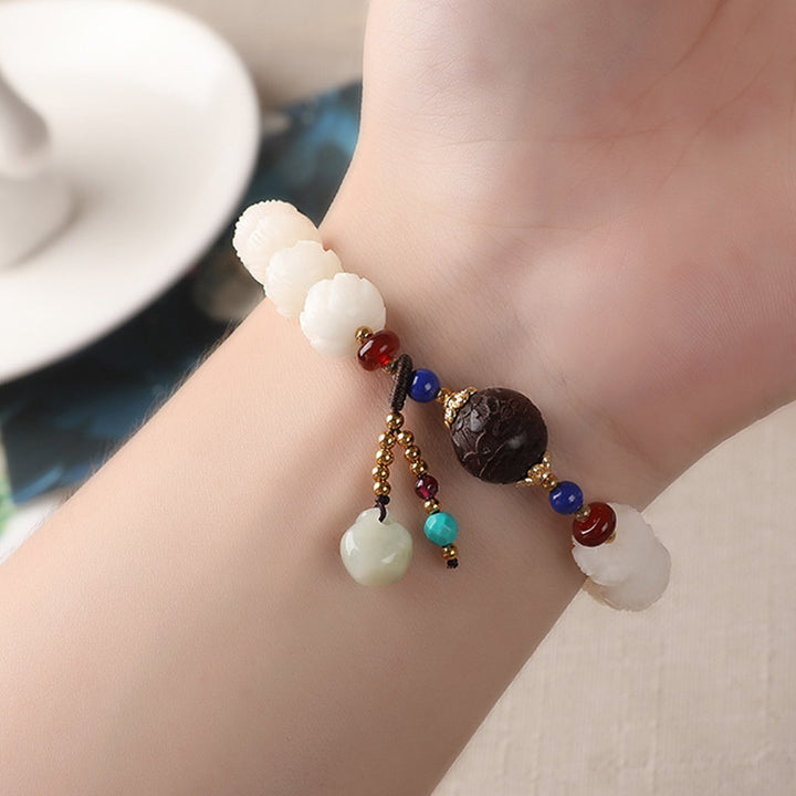 Bodhi Seed Jade Lotus Charm Peace Bracelet