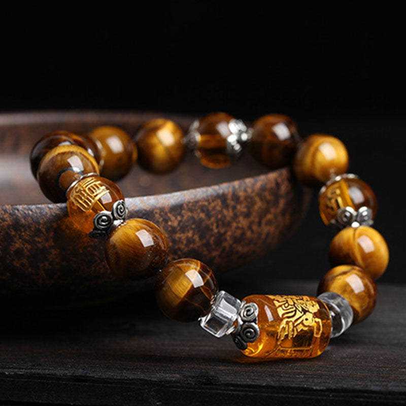 Buddha Stones Tiger Eye Bead Fortune Prosperity Bracelet