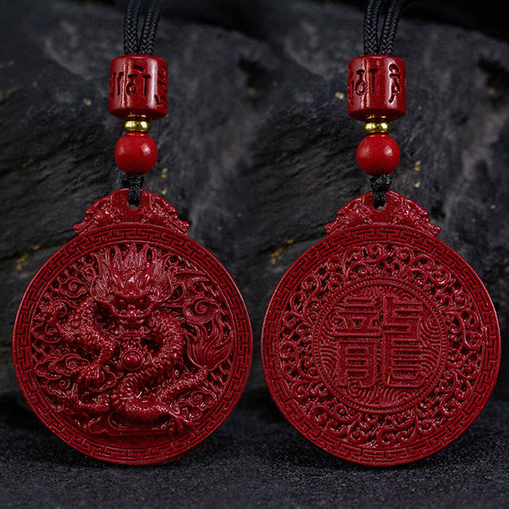 ❗❗❗A Flash Sale- Buddha Stones Year of the Dragon Natural Cinnabar Dragon Protection Necklace Pendant