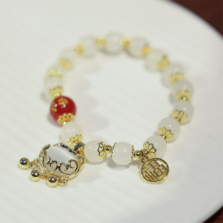 Buddha Stones Windmill Chinese Lock Charm Fu Character Blessing Bracelet