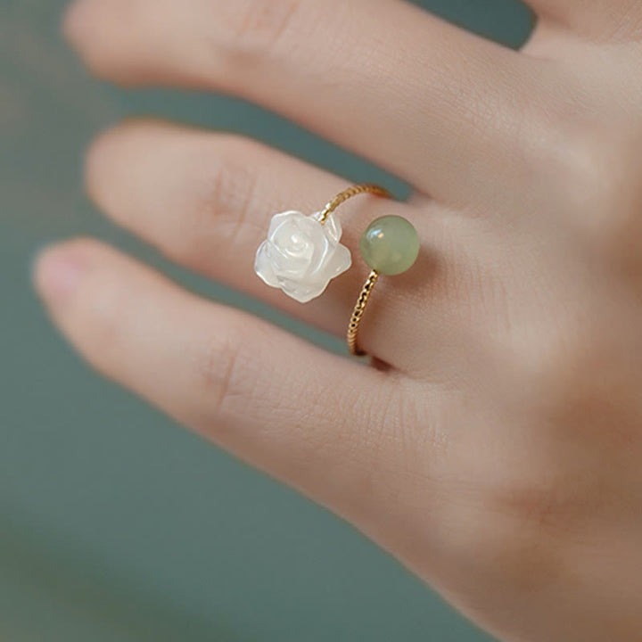 FREE Today: The Lucky Rose Flower Jade Tridacna Ring