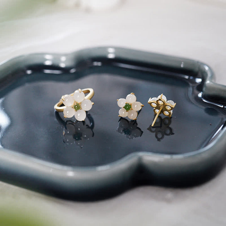 FREE Today: Release Negativity White Jade Flower Blessing Stud Earrings