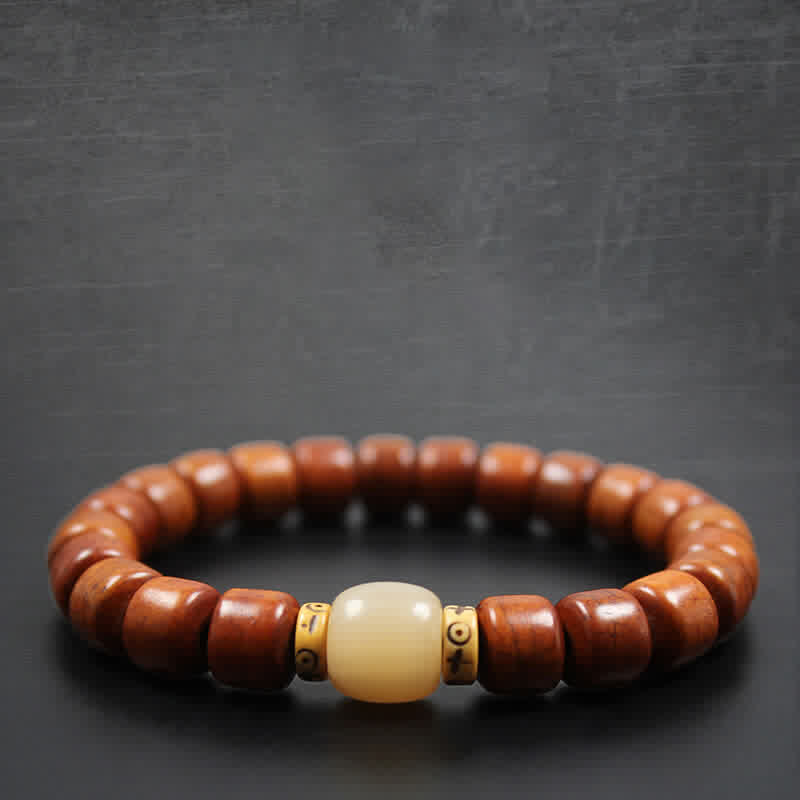 Buddha Stones Tibetan Yak Bone Om Mani Padme Hum Strength Bracelet