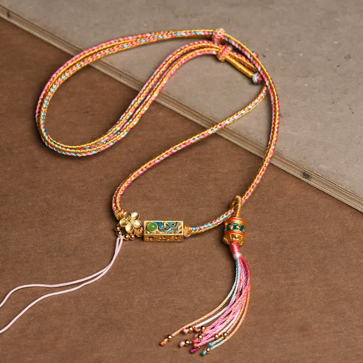 Buddha Stones Colorful String Copper Wealth Necklace Pendant