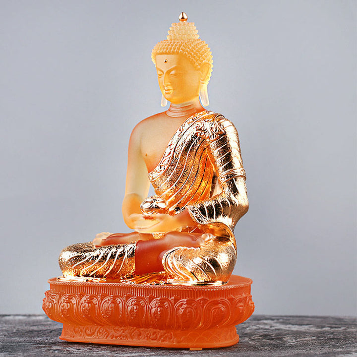 Buddha Stones Buddha Handmade Figurine Liuli Art Piece Serenity Statue Home Offering Decoration