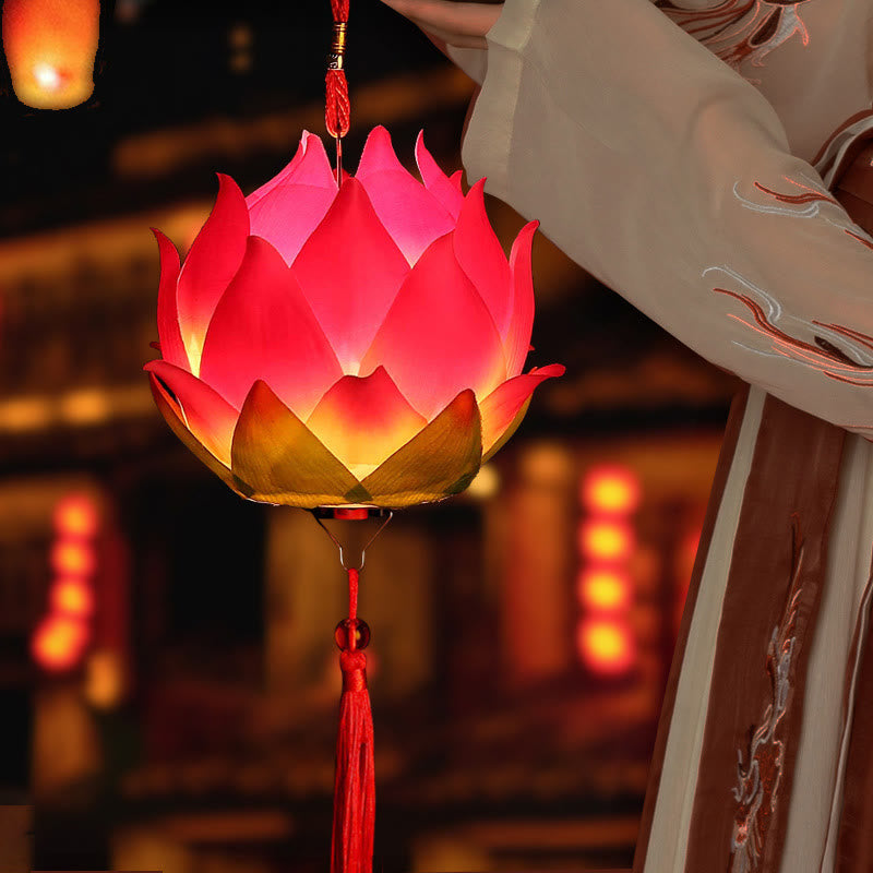 DIY Lotus Flower Dragon Lantern Tassel Lamp Decoration