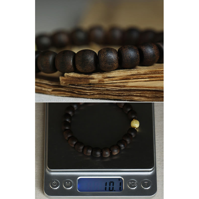 Buddha Stones Rare Brunei Agarwood Amber Balance Peace Calm Bracelet