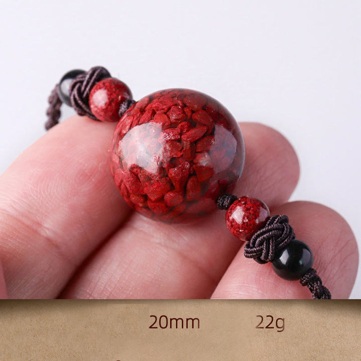 Buddha Stones Natural Cinnabar Stones Bead Blessing Necklace Pendant