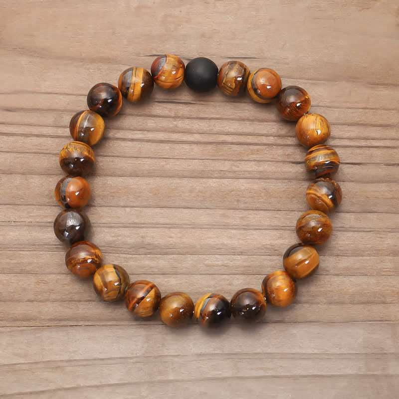 Buddha Stones 108 Beads Mala Tiger Eye Protection Tassel Bracelet