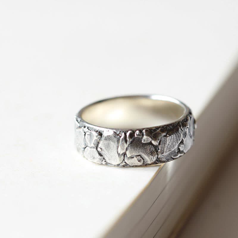Rock Pattern Luck Blessing Copper Ring