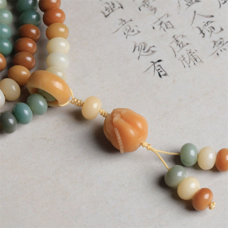 Buddha Stones 108 Mala Beads Gradient Bodhi Seed Buddha Hand Engraved Peace Bracelet