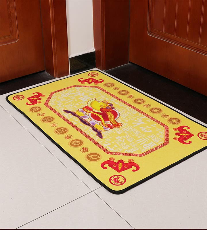 Buddha Stones Five Elements Lucky Crane Gourd Kirin Dragon Axe Nine Koi Fish Non-slip Foot Pad Doormat