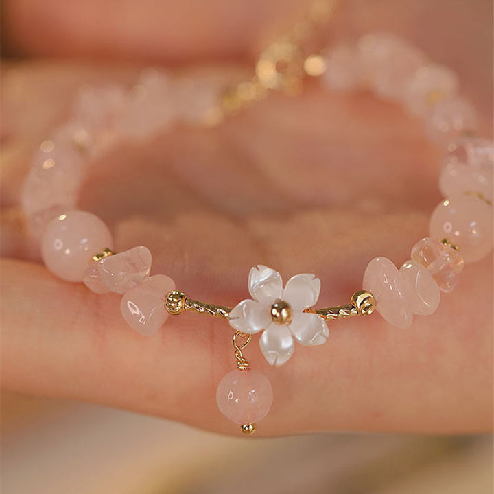 FREE Today: Enhancing Overall Well-being Pink Crystal Flower Love Bracelet