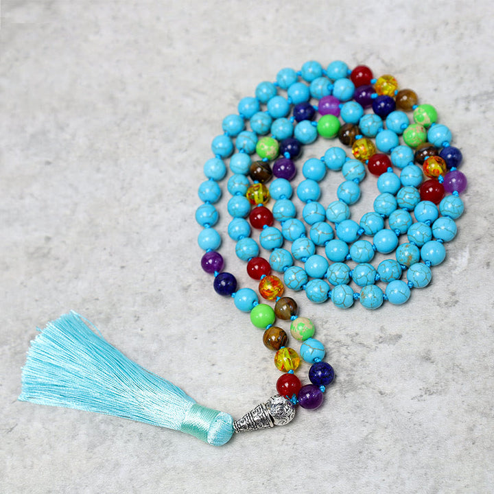 108 Mala Turquoise Beads Yoga Meditation Prayer Beads Necklace