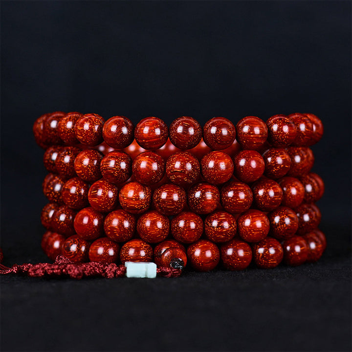 Buddha Stones Tibetan Small Leaf Red Sandalwood Balance Bracelet