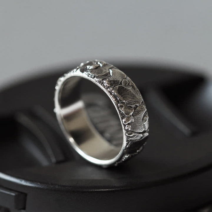 Rock Pattern Luck Blessing Copper Ring