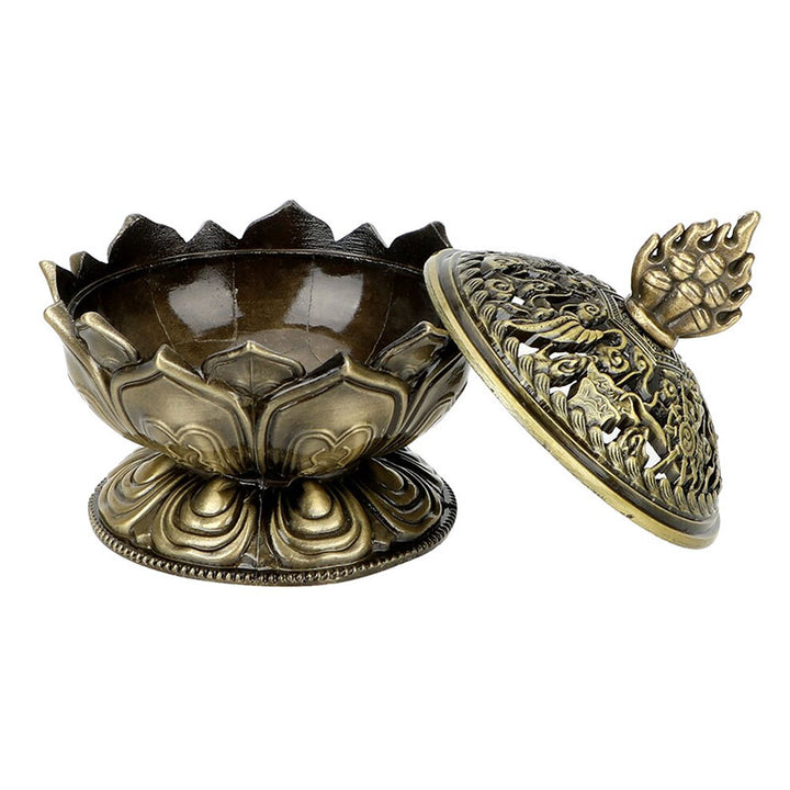 Buddha Stones Tibetan Lotus Shaped Purify Incense Burner