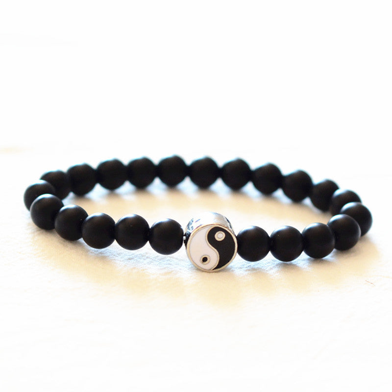 Buddha Stones 3pcs Natural White Turquoise Frosted Stone Bead Yin Yang Wealth Bracelet