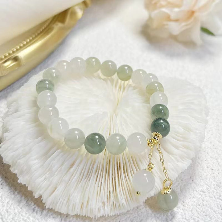 Buddha Stones Natural Gradient Jade Abundance Luck Bead Charm Bracelet