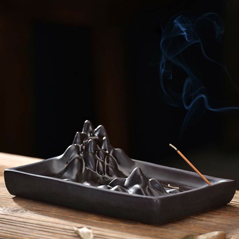 Mountains Flowing Water Ceramic Blessing Backflow Incense Burner