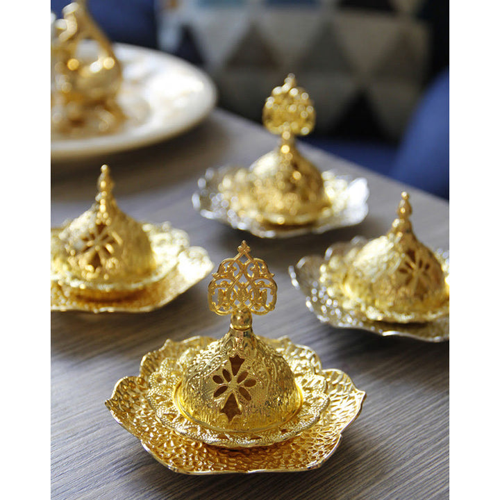 Gold Leaf Coaster Spiritual Mini Alloy Metal Incense Burner