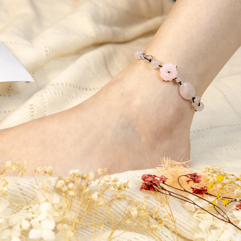 The Flower of Love Pink Crystal Soothing Anklet