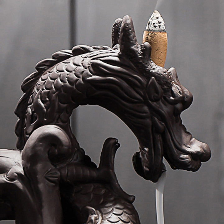 Buddha Stones Tibetan Dragon Protection Incense Burner Decoration