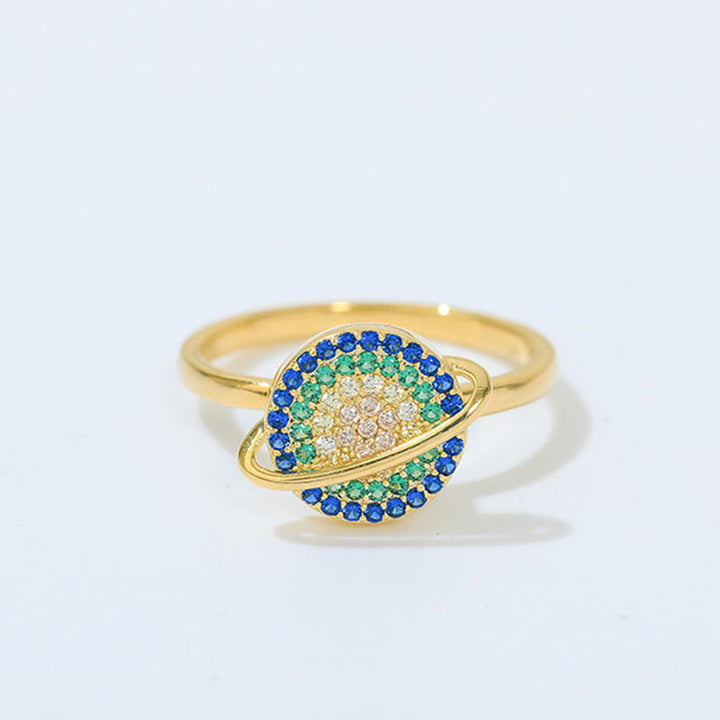 Colorful Zircon Copper Wealth Rotatable Ring