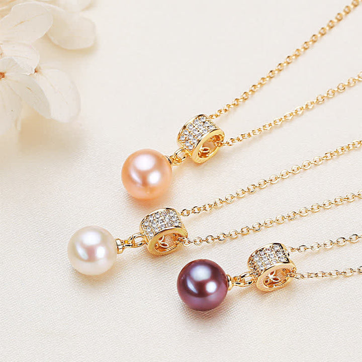 Pearl Zircon Bead Peace Happiness Necklace Pendant