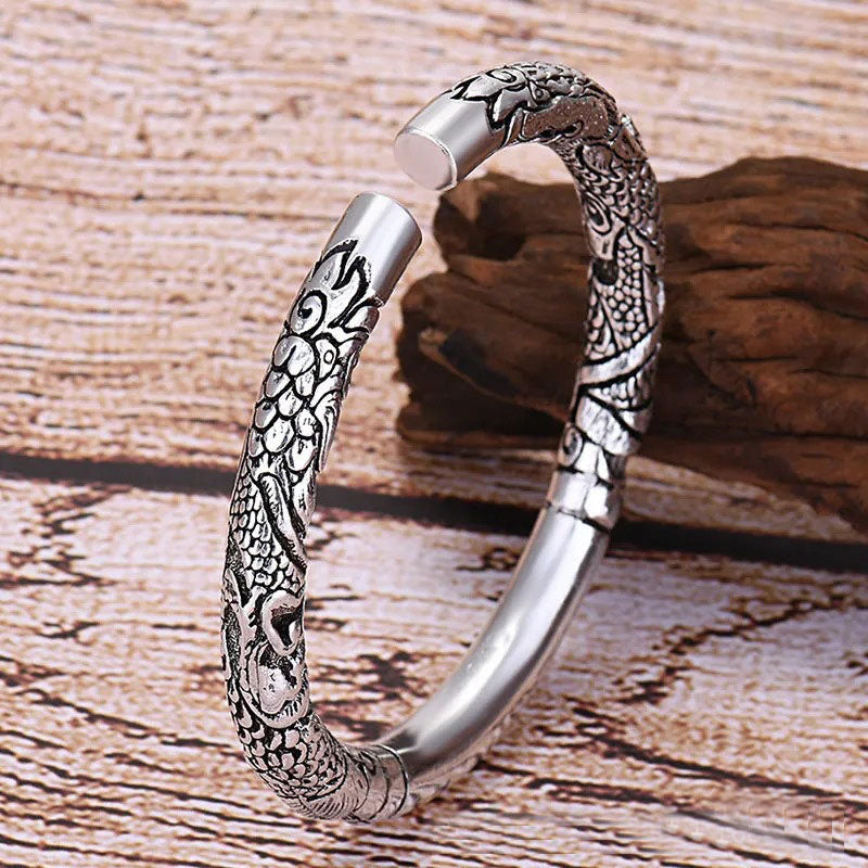 Dragon Auspicious Clouds Luck Protection Bracelet Adjustable Bangle