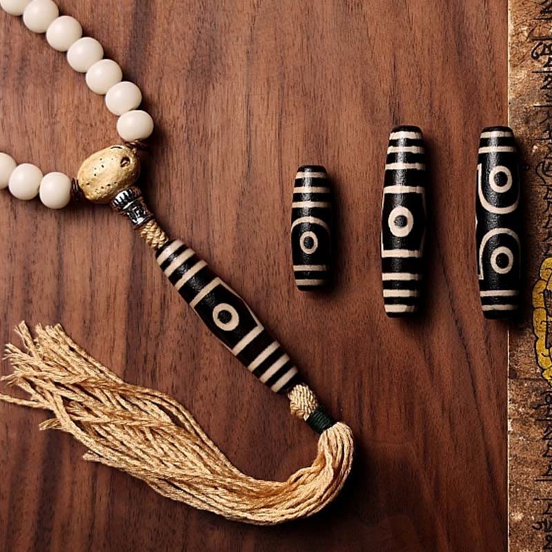 Tibet 108 Mala Beads Bodhi Seed Bagua Vajra Dzi Bead Gray Agate Wealth Bracelet