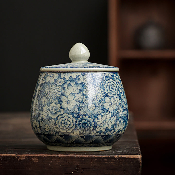 Buddha Stones Blue and White Porcelain Chinese Gongfu Tea Ceramic Kung Fu Teapot Cup Tea Filter Canister