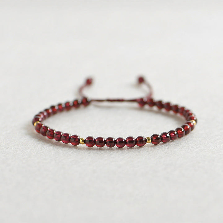 Buddha Stones Natural Garnet Golden Beads Stability Bracelet