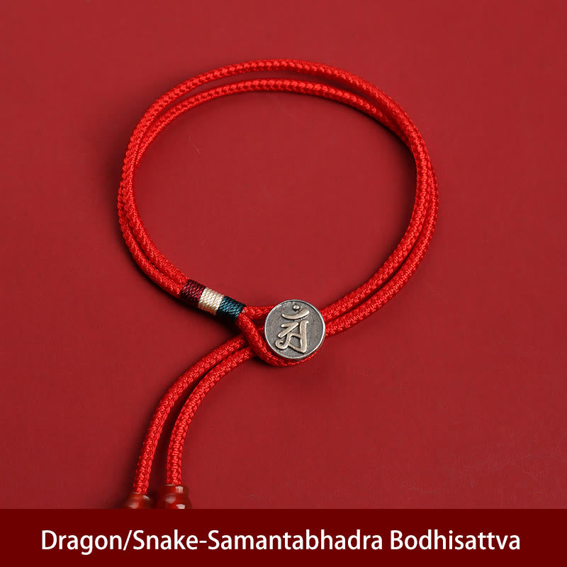 Buddha Stones 925 Sterling Silver Chinese Zodiac Luck Braided Red String Double Layer Bracelet