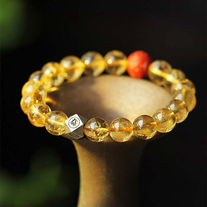 Chinese Zodiac Natal Buddha Citrine Cinnabar Blessing Bracelet