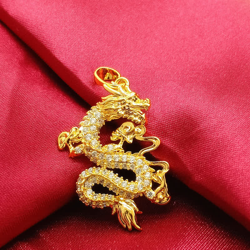 Gold Dragon Protection Necklace Pendant