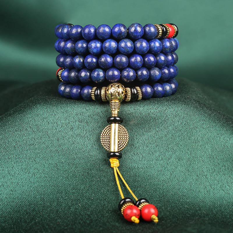 Buddha Stones Tibetan Mala Lapis Lazuli Positive Bracelet