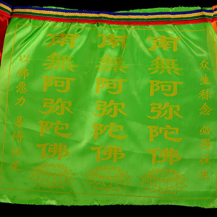 Tibetan 7 Colors Windhorse Letter Auspicious Lotus Outdoor 21 Pcs Prayer Flag