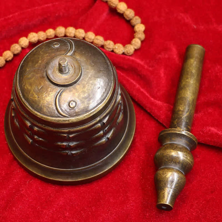 Tibetan Meditation Vajra Dorje Bell Gourd Yin Yang Bagua Strength Copper Decoration