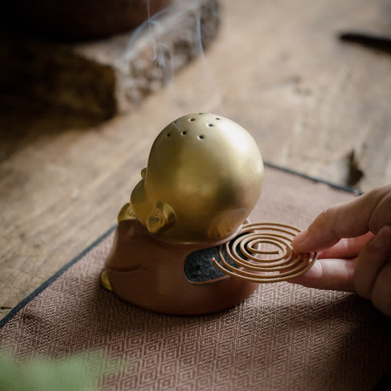 Little Buddha Laughing Buddha Ceramic Healing Incense Burner