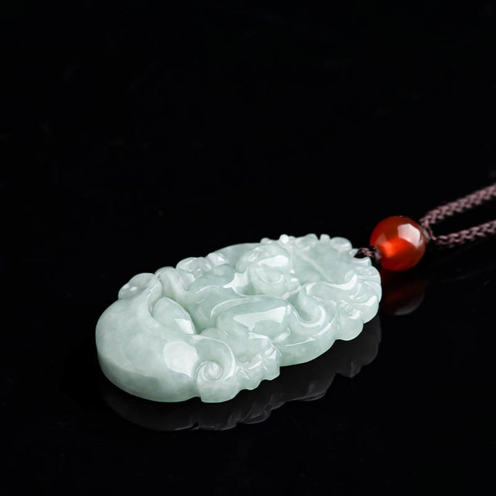 Natural Jade 12 Chinese Zodiac Sucess Pendant Necklace