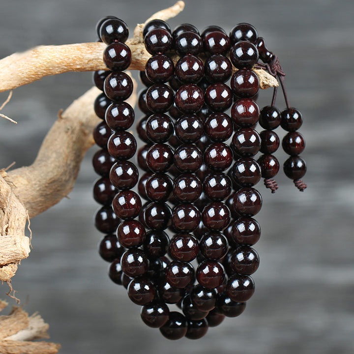 Gold Star Small Leaf Red Sandalwood Chinese Knotting Protection Bracelet