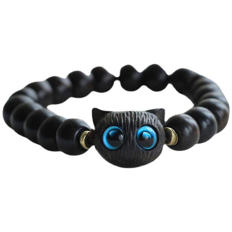 FREE Today: Promotes Tranquility Ebony Wood Green Sandalwood Cute Cat Peace Bracelet