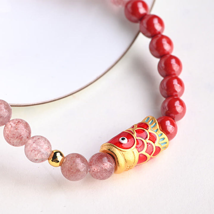 FREE Today: The Wealth and Prosperity Koi Fish Quartz Cinnabar Lucky Healing Bracelet