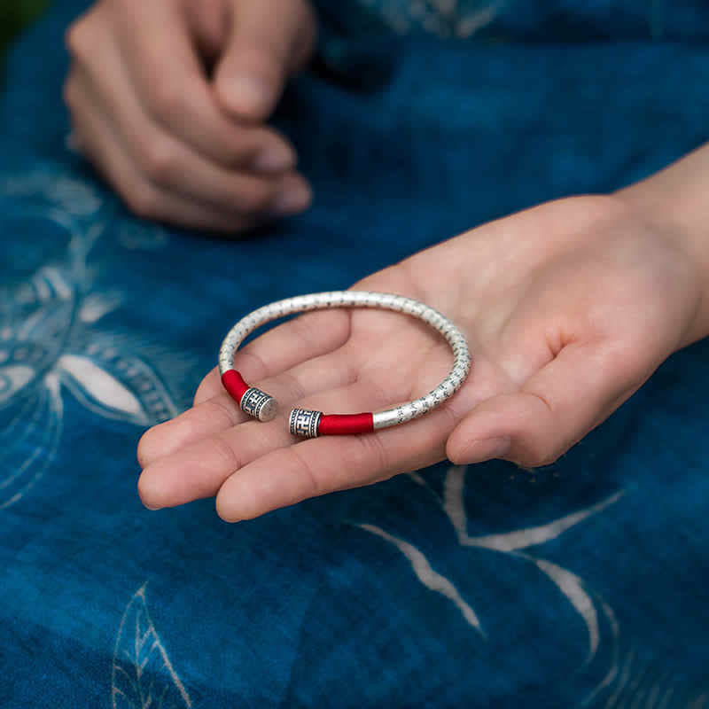 Buddha Stones Tibet Om Mani Padme Hum Luck Red String Bracelet Bangle