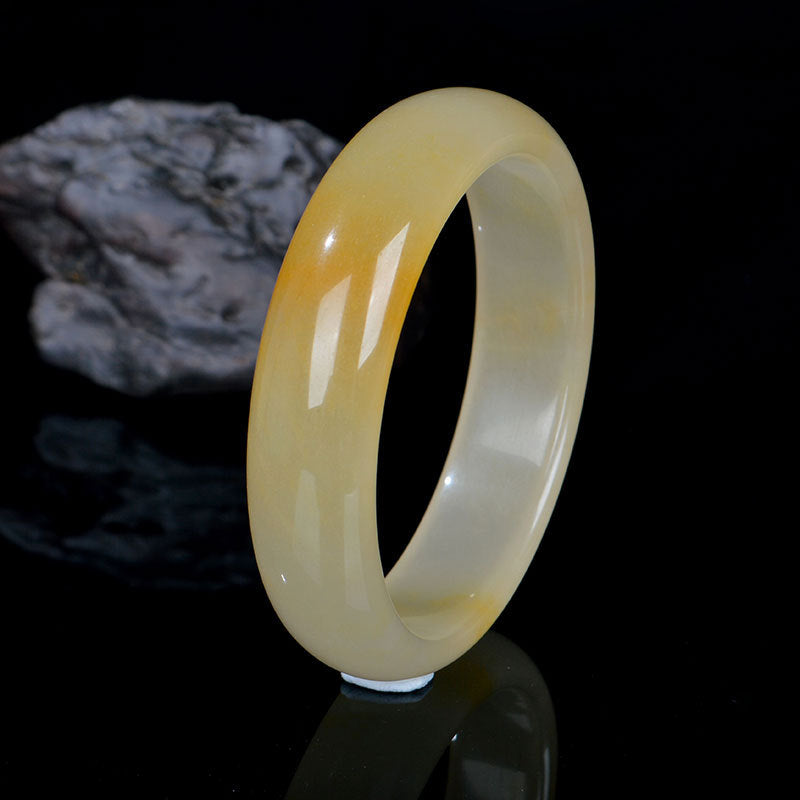 Natural Golden Silk Jade Luck Wealth Bracelet Bangle