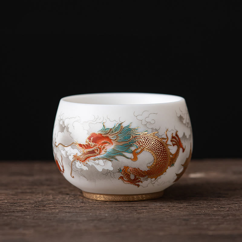 Buddha Stones Phoenix Dragon Lotus Deer Ancient Building Koi Fish Ceramic Teacup Kung Fu Tea Cups