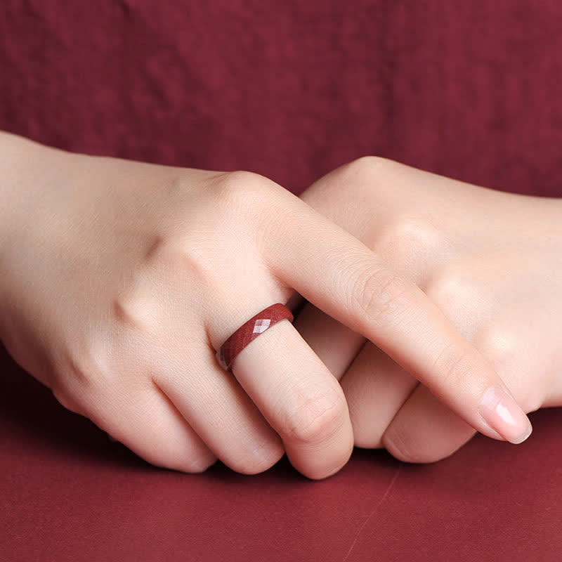 Buddha Stones Cinnabar Om Mani Padme Hum Auspicious Clouds Blessing Ring