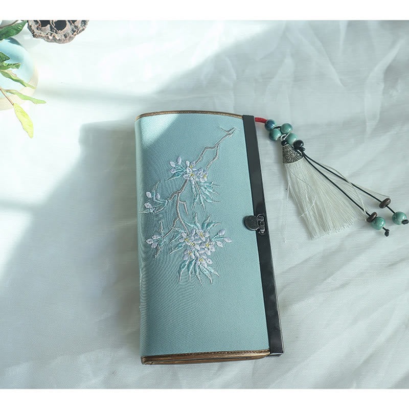 Flower Plum Peach Blossom Bamboo Double-sided Embroidery Large Capacity Cash Holder Wallet Shopping Purse