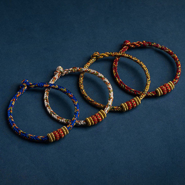 Buddha Stones Tibet Handmade Chinese Zodiac Natal Buddha Luck Strength Braided String Bracelet